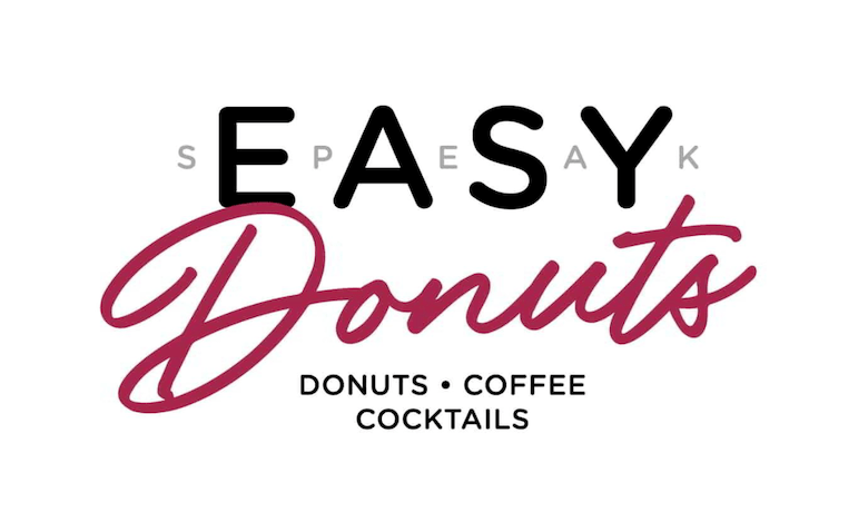 A screenshot of the Easy Donuts logo. A restaurant in the food court at the Aria Hotel and Casino Las Vegas.