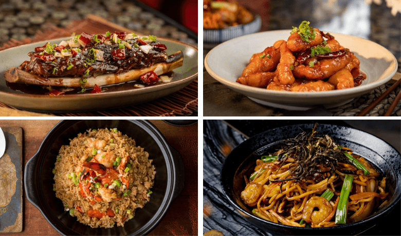 A screenshot of various entrees from Mott 32 Restaurant in the Venetian Hotel and Casino Las Vegas.